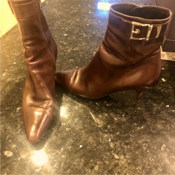 Prada Leather Kitten Heel Booties 38.5 - Picture 1 of 4